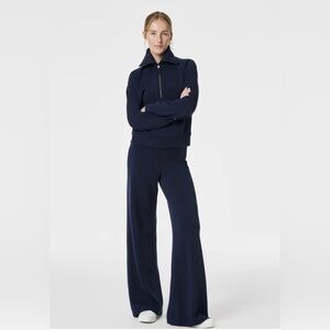 Spanx Aire Essentials Wide Leg Pant, navy blue, extra large